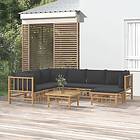 vidaXL Loungegrupp 8 delar mörkgrå dynor bambu 3155223