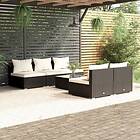 vidaXL Loungegrupp med dynor 6 delar svart konstrotting 3101447