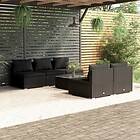 vidaXL Loungegrupp med dynor 6 delar svart konstrotting 3101448