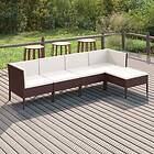 vidaXL Loungegrupp med dynor 5 delar konstrotting brun 3094379