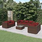 vidaXL Loungegrupp med dynor 8 delar konstrotting brun 3102275