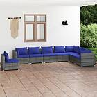 vidaXL Loungegrupp med dynor 8 delar grå konstrotting 3102374
