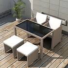 vidaXL Matgrupp för trädgården med dynor 5 delar konstrotting beige 42555