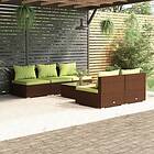 vidaXL Lounge-ryhmä för trädgården med dynor 6 delar konstrotting brun 3101452