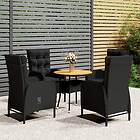 vidaXL Caféset för trädgården 5 delar konstrotting svart 3058553