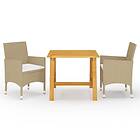 vidaXL Matgrupp för trädgården 3 delar beige 3068685