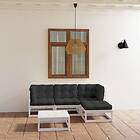 vidaXL Loungegrupp med dynor 5 delar massiv furu 3076580