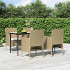 vidaXL Matgrupp för trädgården med dynor 5 delar beige och svart 3156624