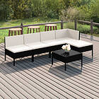 vidaXL Loungegrupp med dynor 6 delar svart konstrotting 3094372