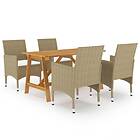 vidaXL Matgrupp för trädgården 5 delar beige 3068737