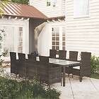 vidaXL Matgrupp för trädgården med dynor 9 delar konstrotting brun 3094823