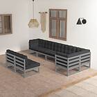 vidaXL Loungegrupp med dynor 8 delar massiv furu 3076666