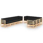 vidaXL Loungegrupp med dynor 9 delar massiv furu 3083810