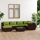 vidaXL Loungegrupp för trädgården med dynor 7 delar konstrotting brun 3101820