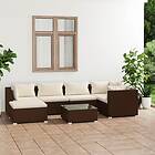 vidaXL Loungegrupp för trädgården med dynor 7 delar konstrotting brun 3101818