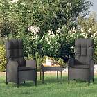 vidaXL Loungegrupp för trädgården med dynor 3 delar svart konstrotting 319908