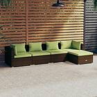 vidaXL Loungegrupp med dynor 5 delar konstrotting brun 3101660