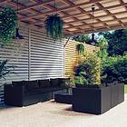 vidaXL Loungegrupp med dynor 8 delar konstrotting svart 3101504
