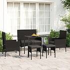 vidaXL Loungegrupp med dynor 6 delar svart konstrotting 319510