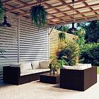 vidaXL Loungegrupp för trädgården med dynor 6 delar konstrotting brun 3101490