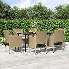 vidaXL Matgrupp för trädgården med dynor 5 delar beige och svart 3156625