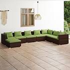 vidaXL Loungegrupp med dynor 8 delar konstrotting brun 3101860