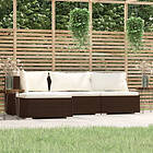 vidaXL Loungegrupp för trädgården med dynor 4 delar konstrotting brun 317501