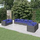 vidaXL Loungegrupp för trädgården med dynor 8 delar konstrotting grå 3102286