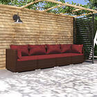vidaXL Loungegrupp för trädgården med dynor 4 delar konstrotting brun 3101427