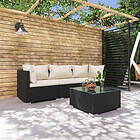 vidaXL Loungegrupp för trädgården med dynor 4 delar konstrotting svart 3101415