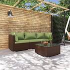 vidaXL Loungegrupp för trädgården med dynor 4 delar konstrotting brun 3101420