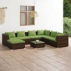 vidaXL Loungegrupp med dynor 8 delar konstrotting brun 3101852