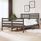 vidaXL Bed Frame grå massivt trä 135x190 cm dubbel 3101065