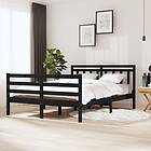 vidaXL Sängynrunko svart massivt trä 135x190 cm dubbel 3100633