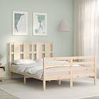 vidaXL Bed Frame med huvudgavel dubbelsäng massivt trä 3194086