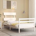 vidaXL Bed Frame med huvudgavel vit 100x200 cm massivt trä 3195082