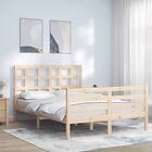 vidaXL Bed Frame med huvudgavel 140x200 cm massivt trä 3193986