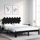 vidaXL Sängynrunko med huvudgavel svart 5FT King Size massivt trä 3193735