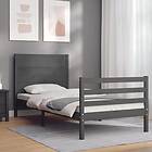 vidaXL Bed Frame med huvudgavel grå 90x200 cm massivt trä 3194623