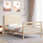 vidaXL Bed Frame med huvudgavel enkelsäng massivt trä 3194991