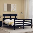 vidaXL Bed Frame med huvudgavel svart 120x200 cm massivt trä 3195090