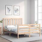 vidaXL Bed Frame med huvudgavel dubbelsäng massivt trä 3193761