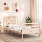 vidaXL Bed Frame med huvudgavel enkelsäng massivt trä 3194536