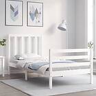 vidaXL Bed Frame med huvudgavel vit 90x200 cm massivt trä 3193777
