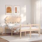 vidaXL Bed Frame med huvudgavel dubbelsäng massivt trä 3195516