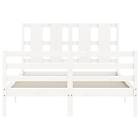 vidaXL Bed Frame med huvudgavel vit 140x190 cm massivt trä 3194097