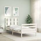 vidaXL Bed Frame med huvudgavel vit 90x200 cm massivt trä 3194102