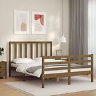 vidaXL Bed Frame med huvudgavel honungsbrun 140x200 cm massivt trä 3193859