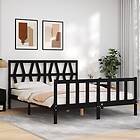 vidaXL Sängynrunko med huvudgavel svart 5FT King Size massivt trä 3192500