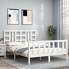 vidaXL Bed Frame med huvudgavel vit 5FT King Size massivt trä 3191977